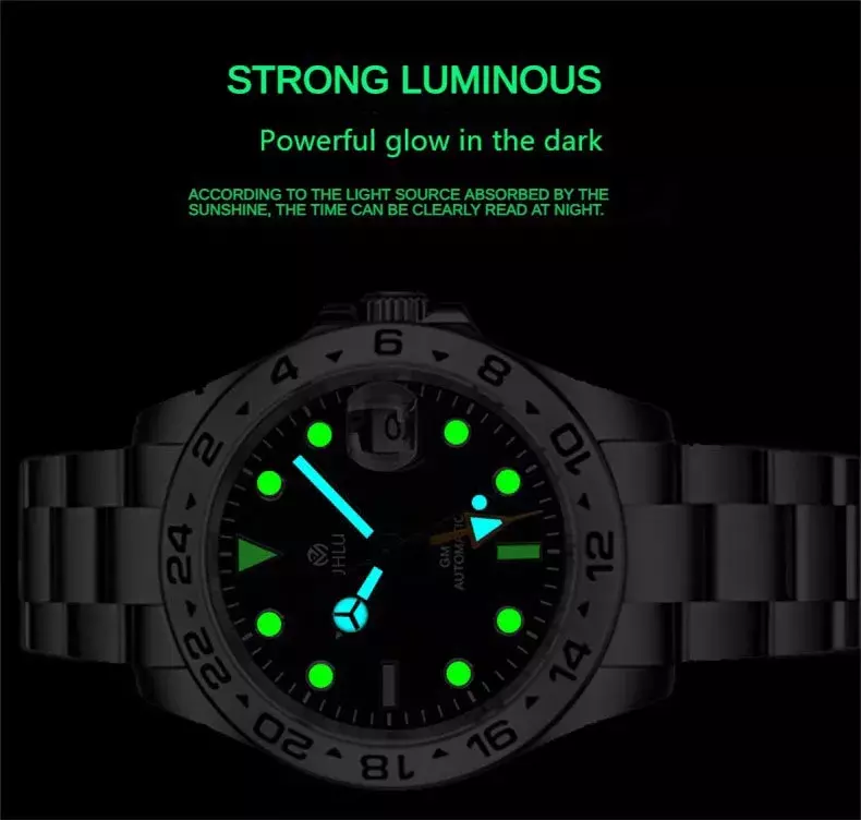 Nowy zegarek JHLU GMT dla Pagani Design męskie automatyczny zegarek mechaniczny 42mm szafirowy wodoodporny zegarek ze stali nierdzewnej Reloj Hombre