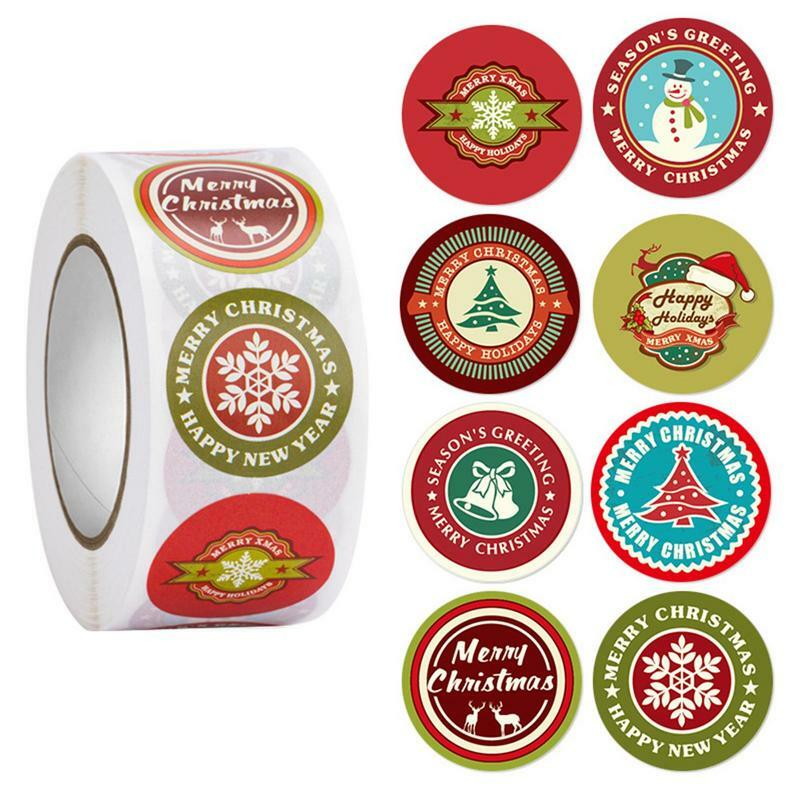 500pcs adesivi natalizi Candy Bag Decor decorazione di buon natale per la casa 2022 natale Navidad Natal Noel regali capodanno 2023