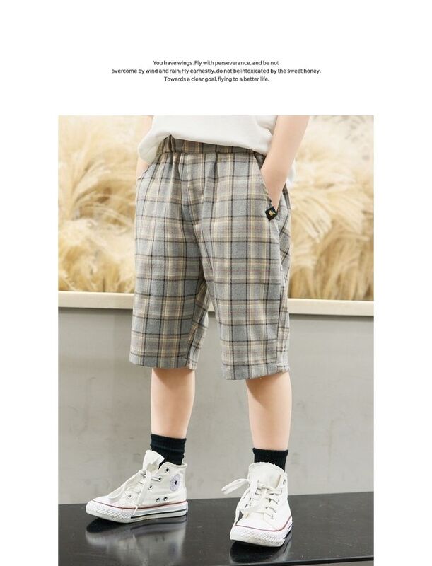 Boys' casual shorts summer new thin children's plaid outer wear loose shorts summer pants