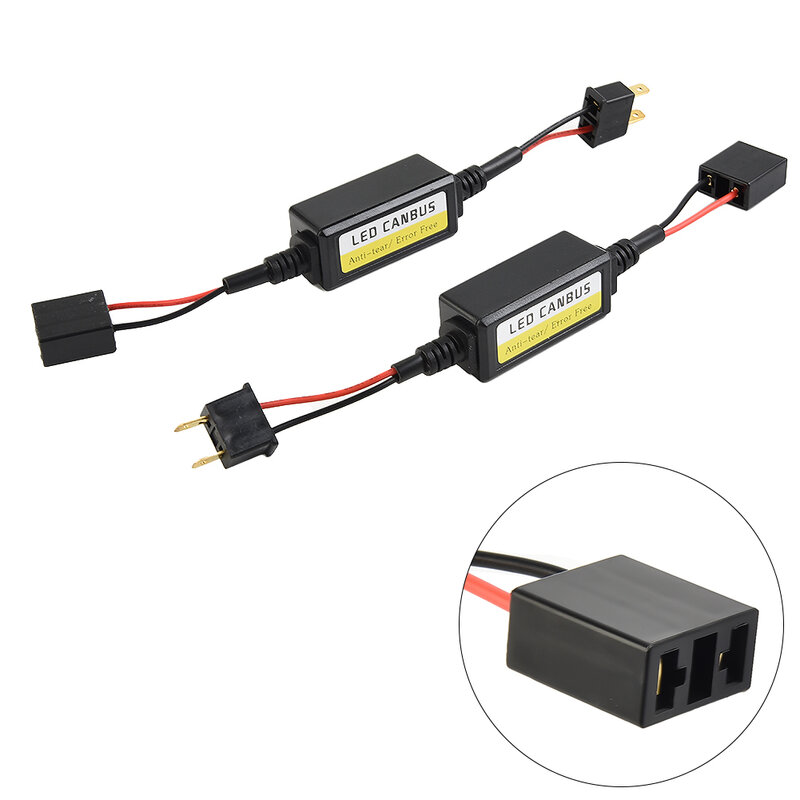 2pcs H7 Headlight LED Canbus Decoder Canceller Error Free Resistor Anti Flicker Adapter Warning Canceller For Car Headlight