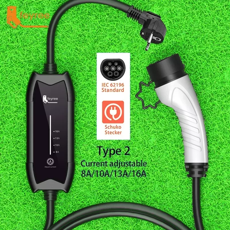 feyree EV Portable Charger Type2 / GB/T Plug Connector 16A 1Phase 3.5KW Type1 5m Wallbox Charging Station for Electric Vehicle