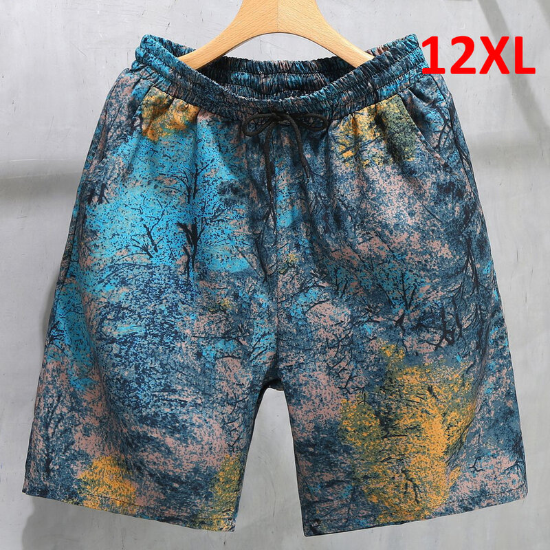 Pantaloncini da spiaggia hawaiani da uomo Hip Hop Streetwear Tie-dye Short Plus Size 10XL 12XL pantaloncini estivi maschili
