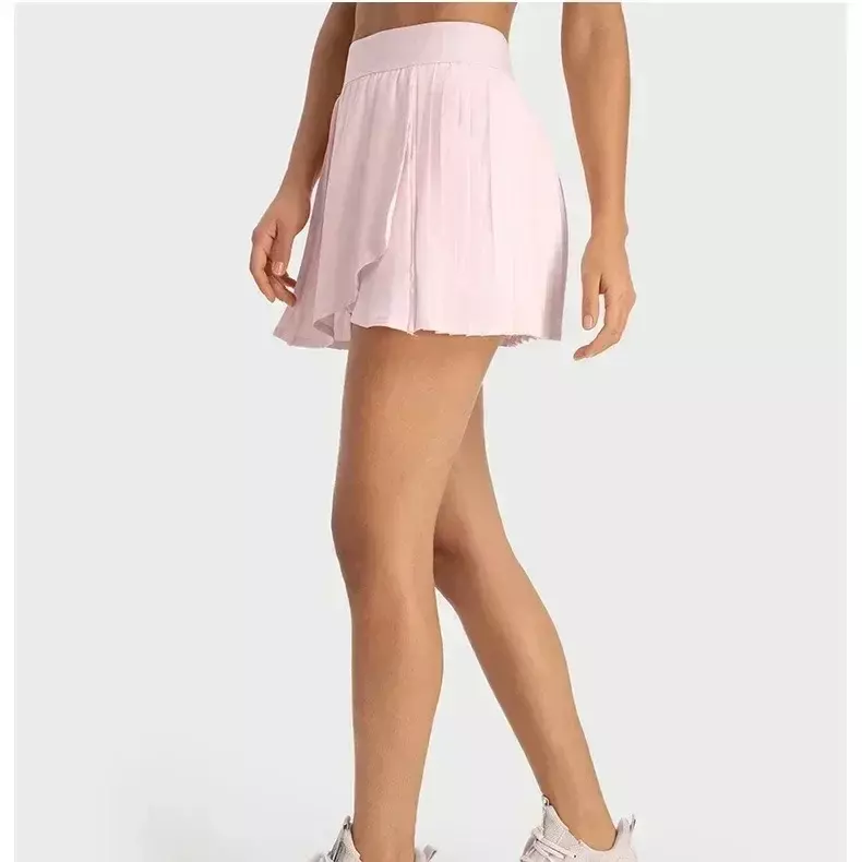 Lemon Women Sport Tennis Skirt Shorts Golf Pleated Skirt With Lining Outdoor Jogging Gym Leggings Leisure Fitness Short Skirts