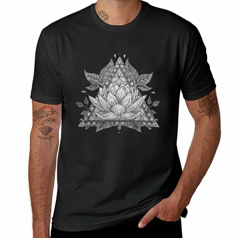 회색 연꽃 기하학 디자인 티셔츠, 빈 여름 탑 플러스 사이즈 탑, 남성 티셔츠 팩