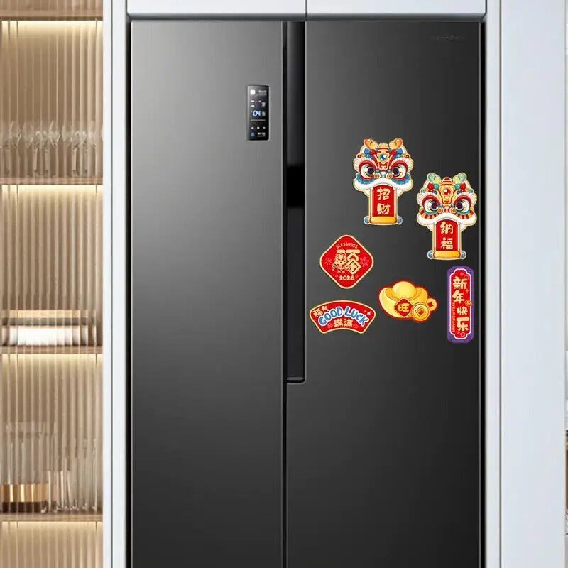 Новогодние магниты для холодильника «Год Дракона 2024», магнит для холодильника, декоративная магнитная наклейка, магниты для года Дракона