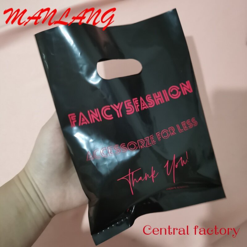 Custom  Hot Sale Assorted Less Moq Custom Poly PE Plastic Shopping Bag With Handle For Clothes