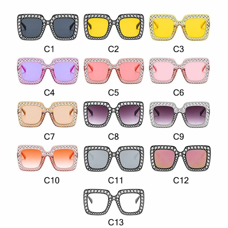 Sparkling Crystal Children Sunglasses Retro Rhinestone Diamond Eyewear Kids Square Sun Glasses for Beach/Travel/Party