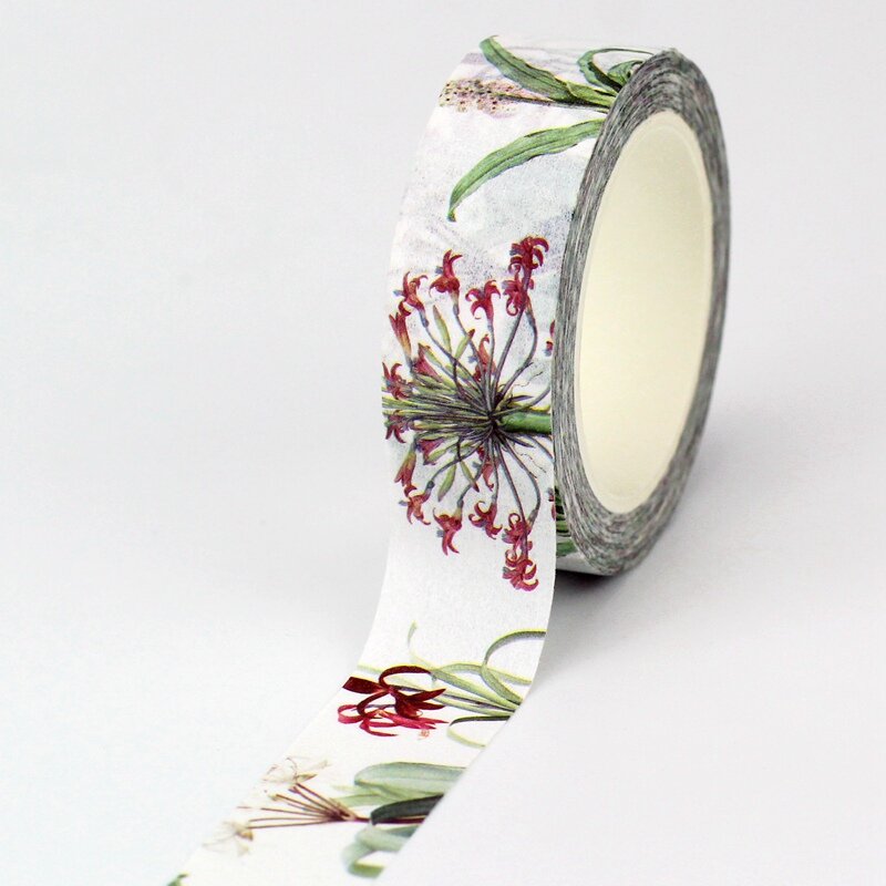 NEW 1PC Decorative Vintage Red Floral Leaves Japanese Paper WashiTape Journal Adhesive Masking Tape Cute Papeleria