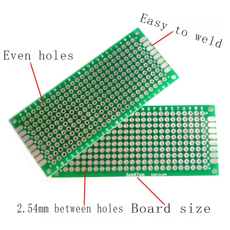 10 pces dobro lado protótipo pcb diy universal impresso placa de circuito 3x7cm verde