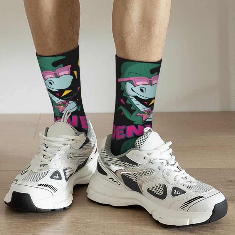 Divertenti calzini da uomo Happy Rock Vintage Harajuku D-Denver, l'ultimo dinosauro Hip Hop novità Seamless Crew Crazy Sock regalo stampato
