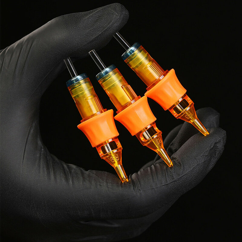 20/50/100ชิ้นเข็มสักแมลงปอสีเหลือง RL RM RS ตัว M1ง่ายต่อการระบายสีสำหรับเครื่องเข็มคิ้วแต่งหน้าถาวร