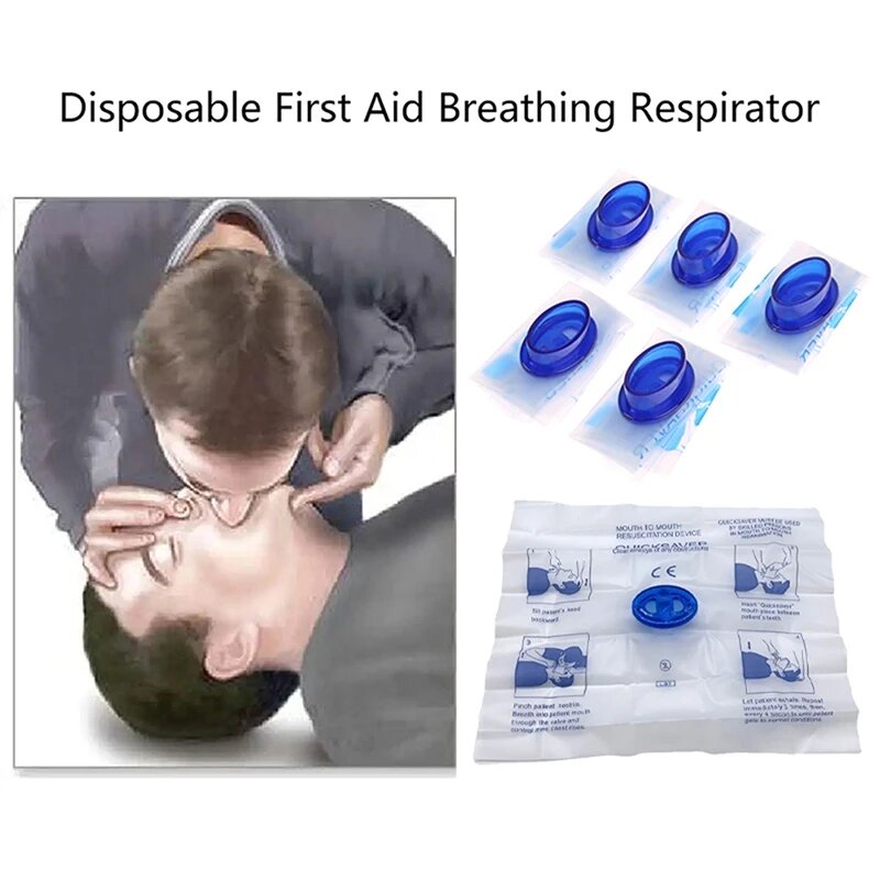 일회용 응급 인공 호흡 입 CPR 얼굴 가리개, 포켓 사이즈 1 밸브 CPR 마스크, 성인 및 어린이용