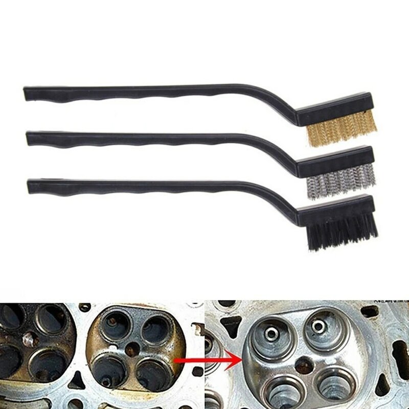 1/3PCS Wire Brush Stainless Steel Copper Nylon Brush Paint Rust Remover Tools For Machinery Molds PartsPolishing Cleaning Brush