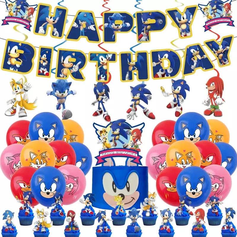 Cartoon Sonic Hedgehog Party Supplies Boys Birthday Party Disposable Set Napkins Baby Shower Decorations party decorate