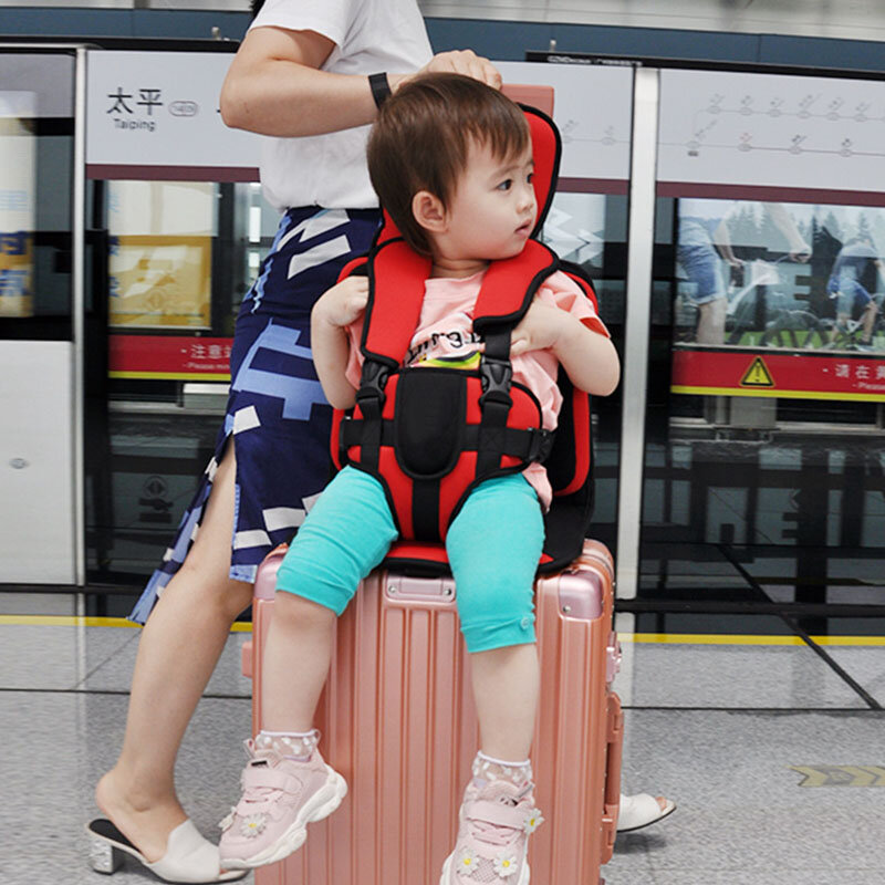 Cojín de asiento de viaje con cinturón de seguridad para maleta, silla de cena, carrito de bebé, marquesina plegable, accesorios para bebé