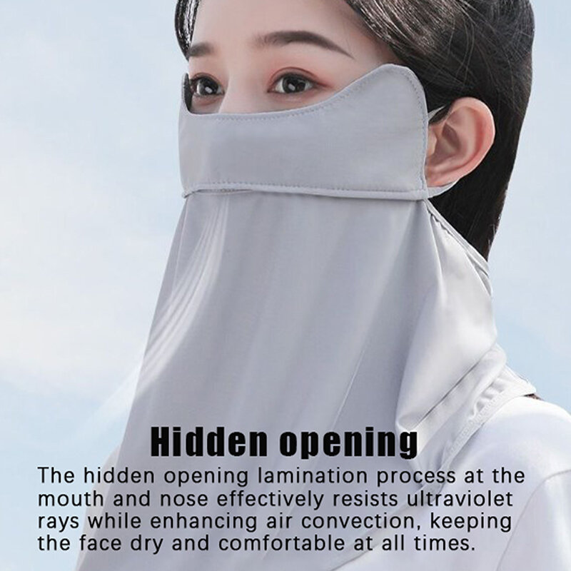 Outdoor Ice Silk Sunscreen Mask Women Summer Anti-UV Quick-drying Face Cover Scarf Breathable Neck Protection Hang Ear Headband