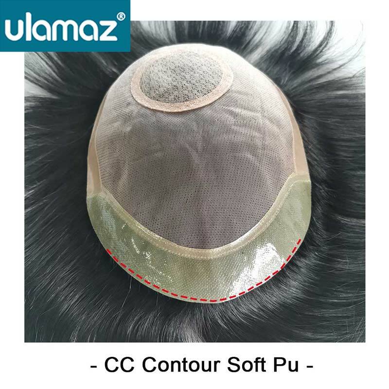 Mono & Pu protesi per capelli maschili Base in seta Top Toupee parrucca originale per capelli umani parrucca per capelli per uomo parrucche da uomo naturali