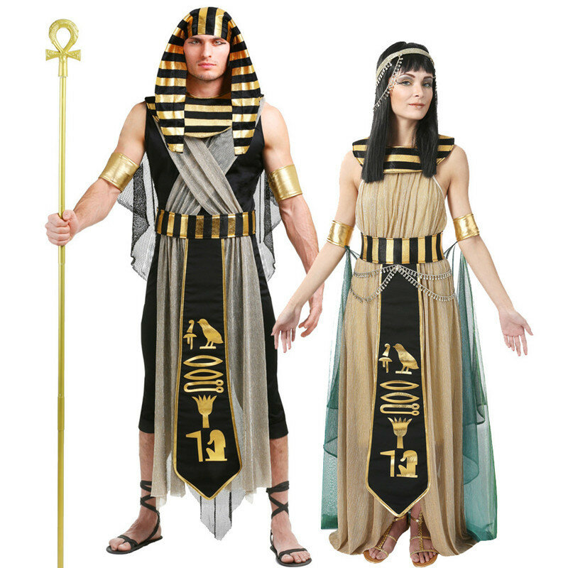 Halloween Ancient Egypt Egyptian Pharaoh Costume for Men King Cleopatra Queen Cosplay Carnival Party Medieval Couple Party Dress