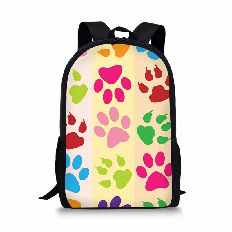 Colourful Dog Paw School Bag Teenagers Backpack for Kids Boys Girls Cute School Backpacks Shoulder Backpack Children Bookbags