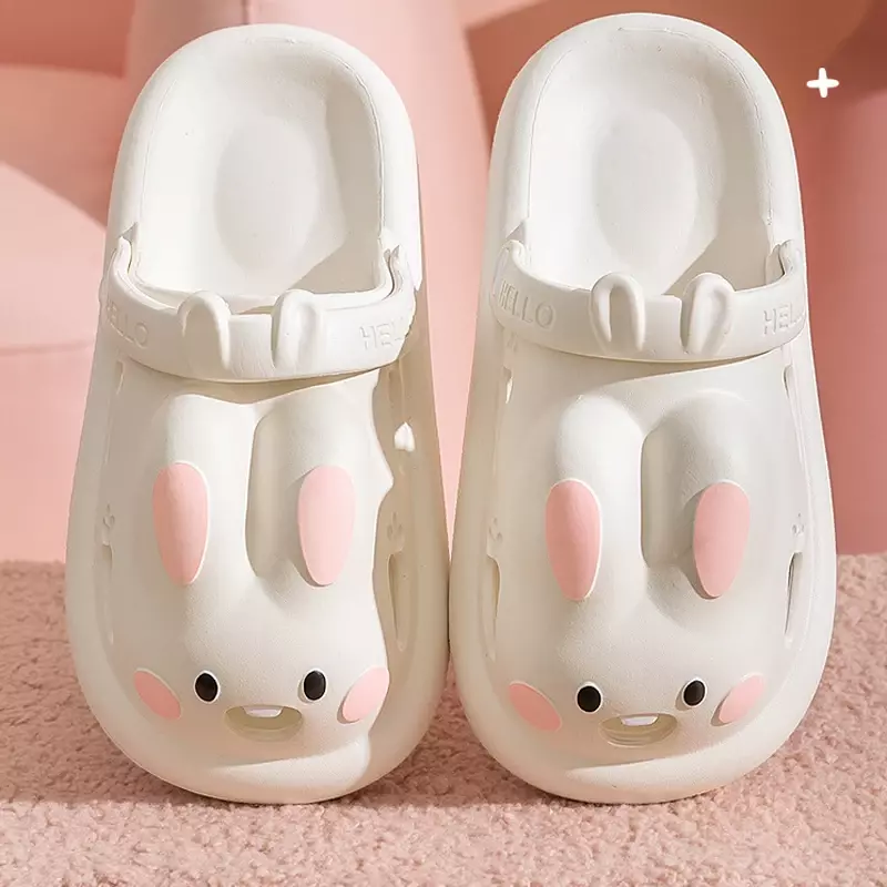 Home Slipper Clog Cloud Woman Children Cartoon Rabbit Sandal Funny Flip Flops Soft Non Slip House Shoe Platform Female Slides