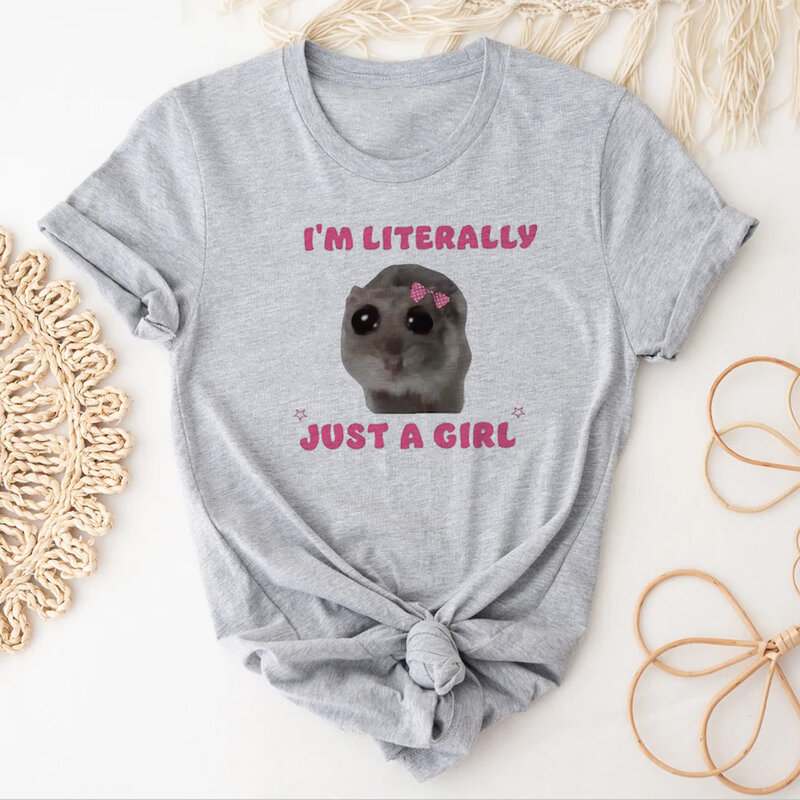 Sad Hamster t-shirt donna summer Tee girl funny anime designer clothes