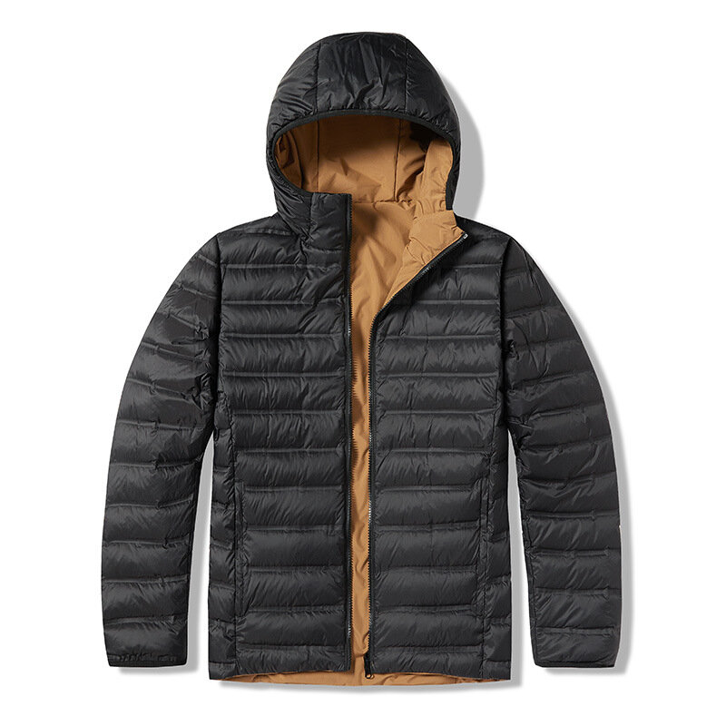 Abrigo de plumón ligero de doble cara para hombre, Abrigo con capucha estándar nacional 80, otoño e invierno, novedad de 2023