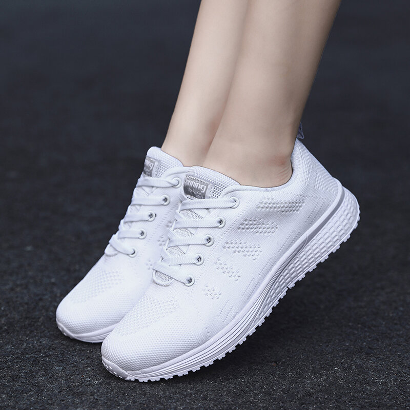 Zapatillas deportivas planas de malla transpirable para hombre, zapatos casuales para mujer, moda para caminar
