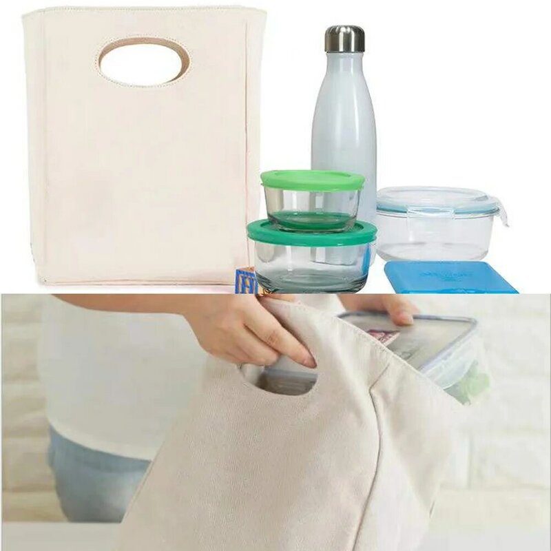 2023 płótno Lunch torby na obiad drukuj torebka piknik podróż śniadanie Box Lunchbox uczeń uczennica torba termiczna Tote Food Door Pouch