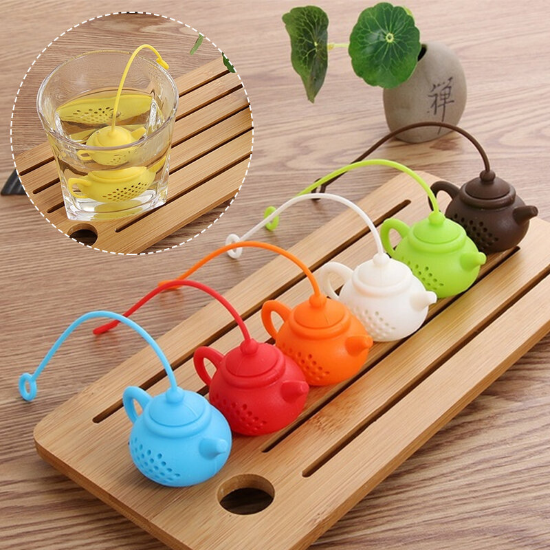 Infusor de té en forma de tetera de silicona, colador repetible, difusor de filtro de hojas de bolsa de té, Gadget creativo, accesorios de tetera