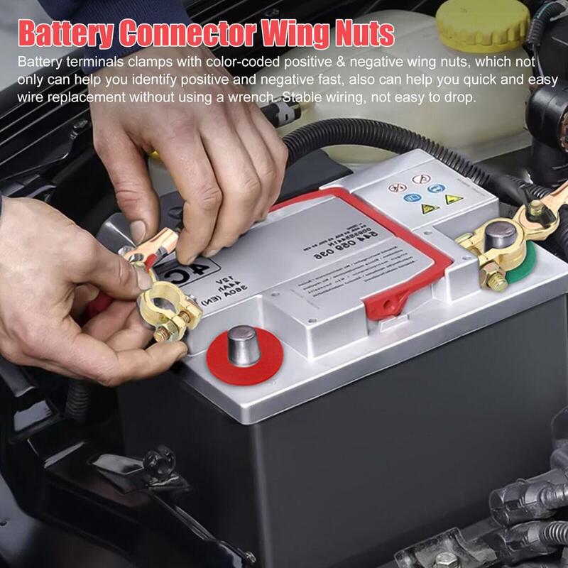 2 Stuks Messing Auto Batterij Terminal Connector Top Post Einde Klemmen Met Batterij Anti-Corrosie Bescherming Pakking