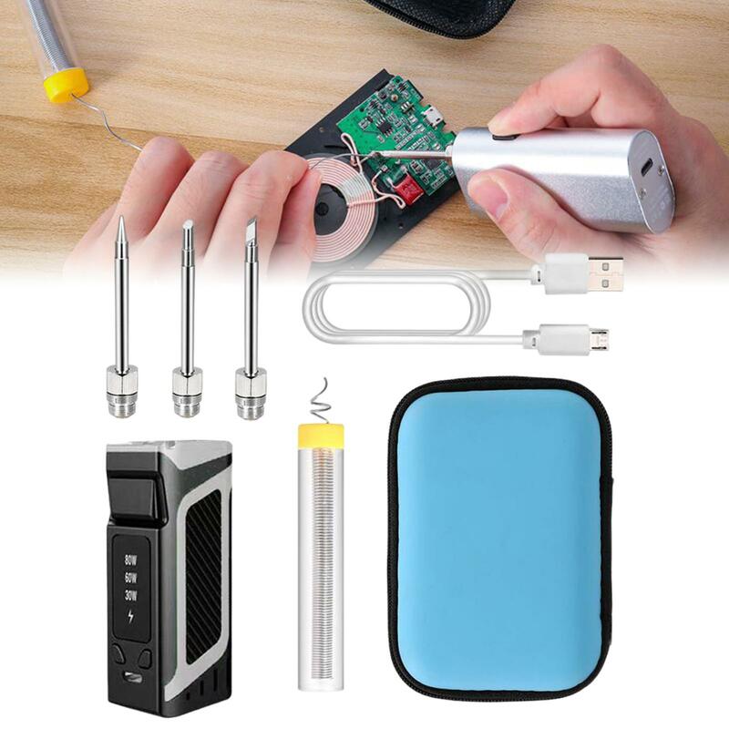 Portable 30-80W Battery-powered Electric Soldering Iron Kit Welding Repair with 3 Replacement Tips Fast Heating Soldering Iron