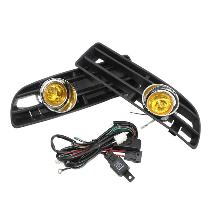 Yellow Light Front Fog Lights Assembly Fog Lamp Grille With Switch Harness For VW Bora Jetta MK4 1998-2004 Parts