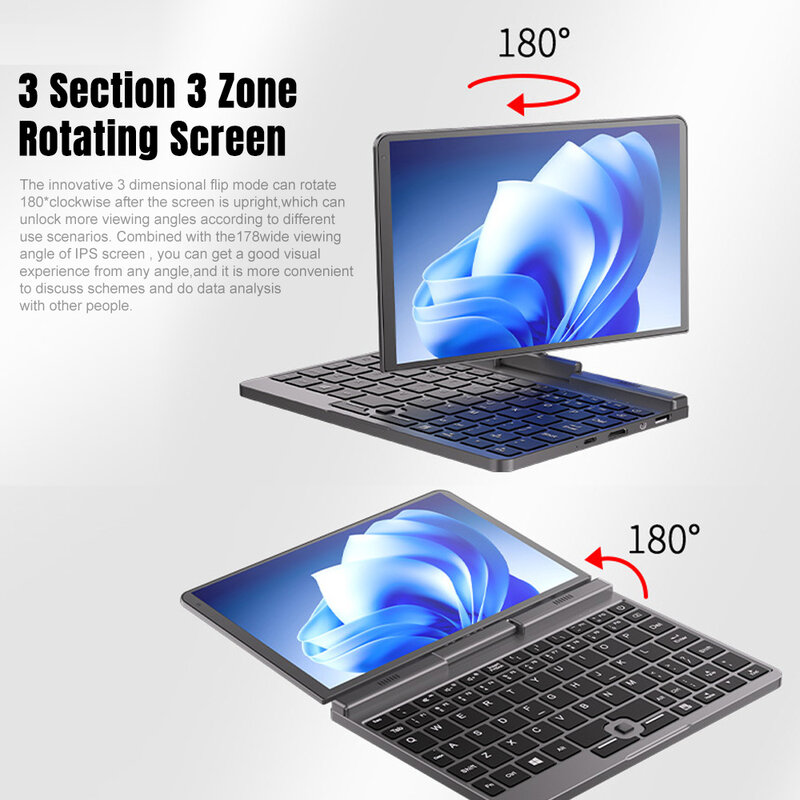 Crelander p8 8 zoll mini laptop touchscreen drehbar 360 grad intel alder n100 12gb wifi6 notebook tablet pc tragbare laptops