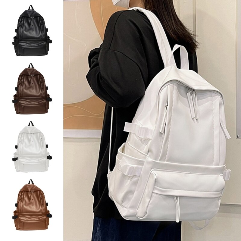 2023 nowy plecak szkolny dla kobiet plecaki ze skóry PU damski tornister o dużej pojemności Vintage Bookbag Travel Casual