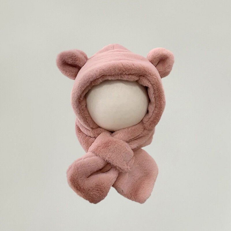 6-24 Months Baby Hat One Piece Little Baby Bear Hat Scarf Winter Thick Ear Hat for Boys and Girls Infant Toddler Accessories