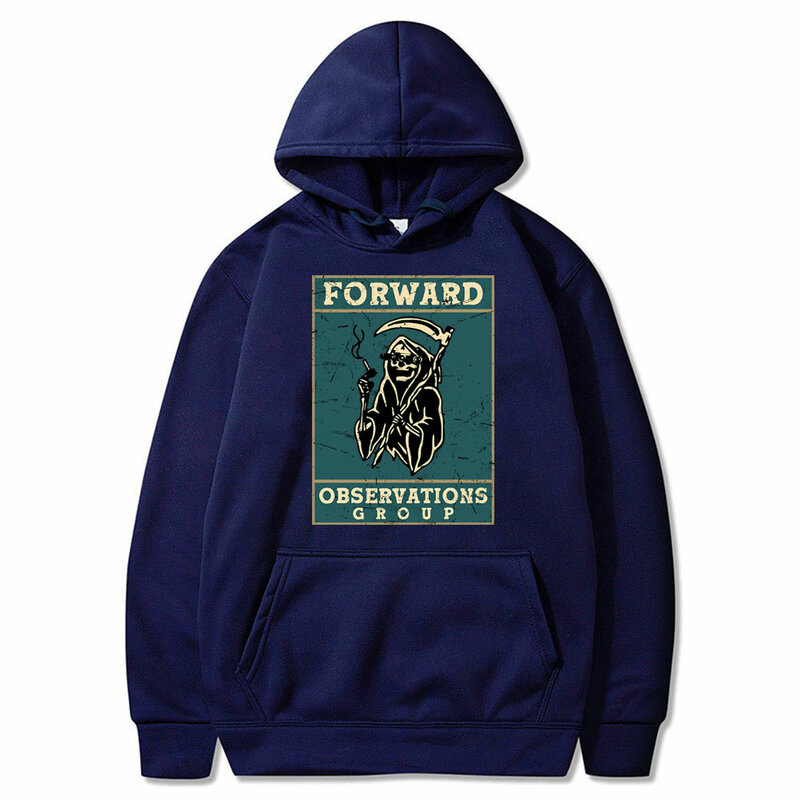 Forward Observations Group Print Hoodie Funny Skeleton Smoking Graphic Hoodies Men's Vintage Sweatshirt Men Oversized Clothing