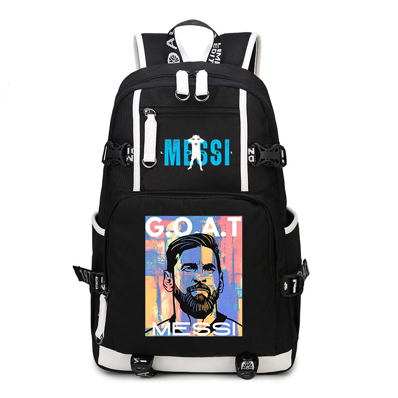 Ronaldo Print Student School Bag Plecak młodzieżowy Torba podróżna na zewnątrz Czarna torba dziecięca