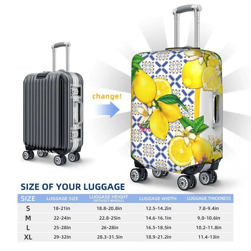 Пользовательские средиземноморские плитки, Летние фрукты, лимоны, чемодан, эластичный Дорожный чемодан, защитный комплект чехлов для 18-32 дюймов