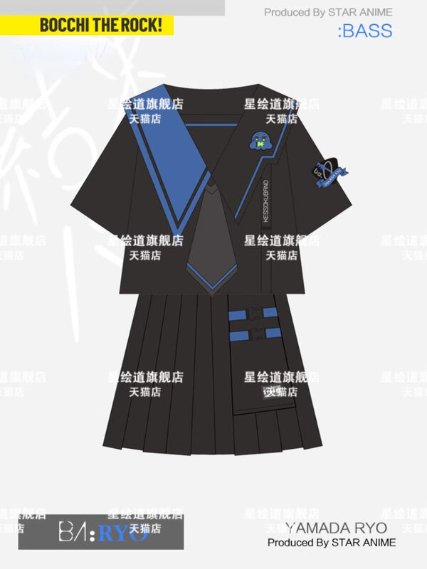 Disfraz de Anime BOCCHI THE ROCK para mujer y niña, uniforme de marinero JK, falda superior de manga corta, traje de pajarita, Yamada, Ryo, Gotoh, Hitori