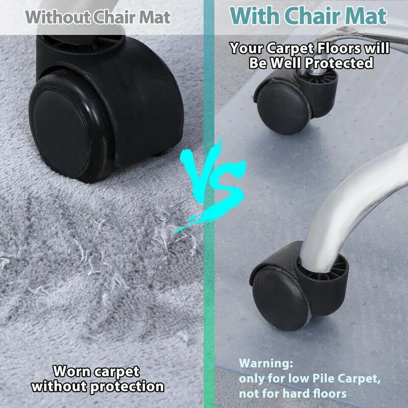 PVC Matte Desk Office Chair Floor Mat Protector for Hard Wood Floors 48" x 36"