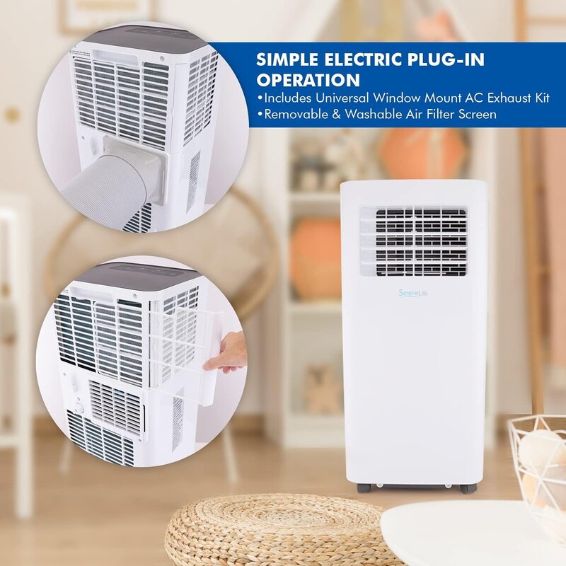 Compact Freestanding Portable Air Conditioner - 10,000 BTU Indoor Free Standing AC Unit w/ Dehumidifier & Fan Modes