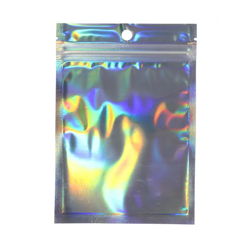 Bolsas de almacenamiento iridiscentes de piezas, bolsas autosellantes de plástico para cosméticos, bolsas iridiscentes con láser, bolsas recerrables de lámina holográfica, 10 Uds.