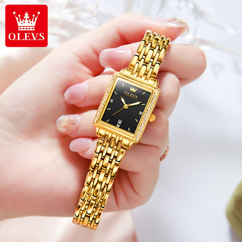 Olevs 9995 Dames Horloge Luxe Elegant Diamant Horloge Klassiek Origineel Merk Goud Roestvrij Staal Waterdicht Vrouwen Quartz Horloge