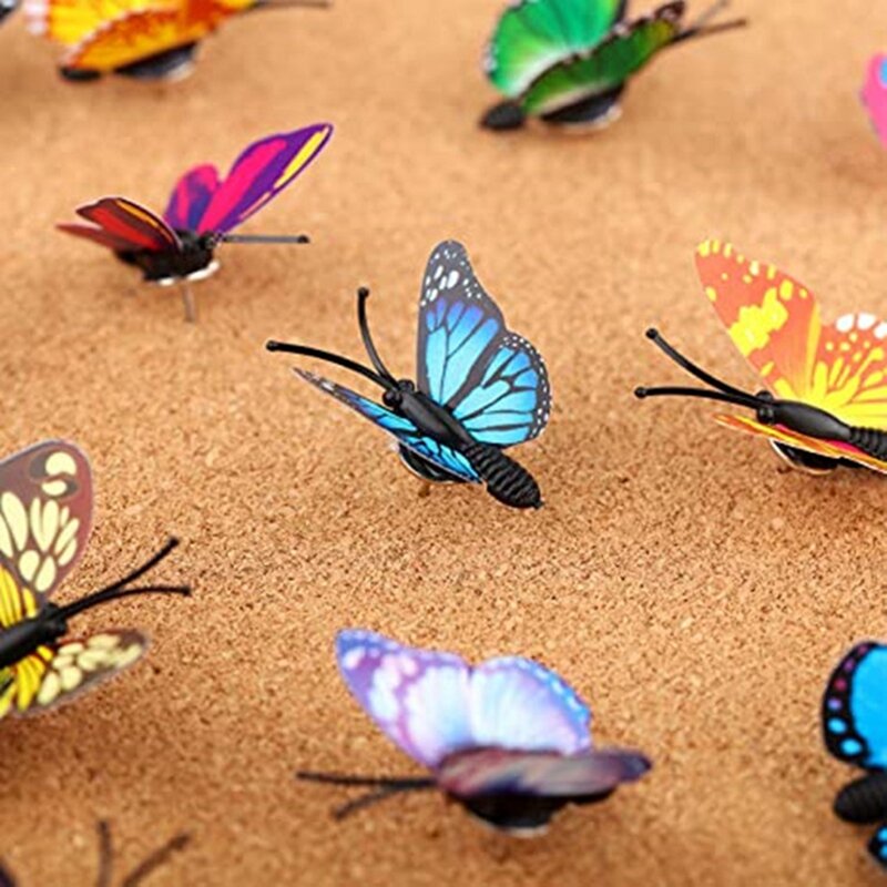 40 Pcs Butterfly Decorative Thumb Tacks - Thumb Tacks For Wall Decorative Push Pins Colorful Durable Easy Install