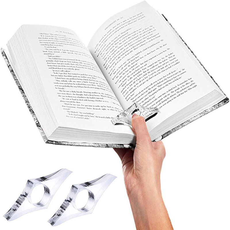 Marcapáginas de pulgar de acrílico, soporte de libro de pulgar de lectura de una mano, soportes de página de anillo portátiles transparentes, herramientas de lectura rápidas duraderas para estudiantes