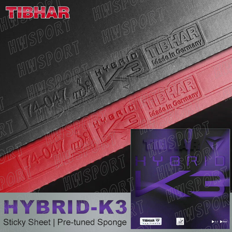 TIBHAR HYBRID K3 Table Tennis Rubber Original Sticky Ping Pong Rubber Sheet with Pre-tuned ESN Cake Sponge Made In Germany