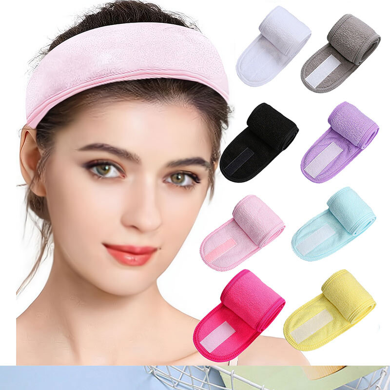 Adjustable Wide Headband With Soft Towel Accessories Headband For Washing, Bathing Makeup  Women's Spa Facial Headband Yoga Spa