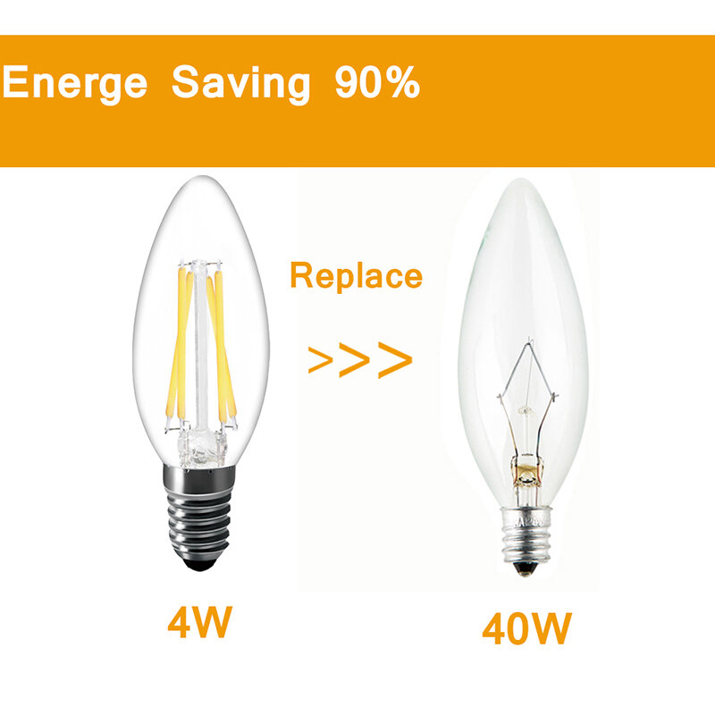 Ampoule LED Edison à filament blanc chaud, lampe bougie E14, C35, 2W, 4W, 6W, 220V, ST64, A60, 220V