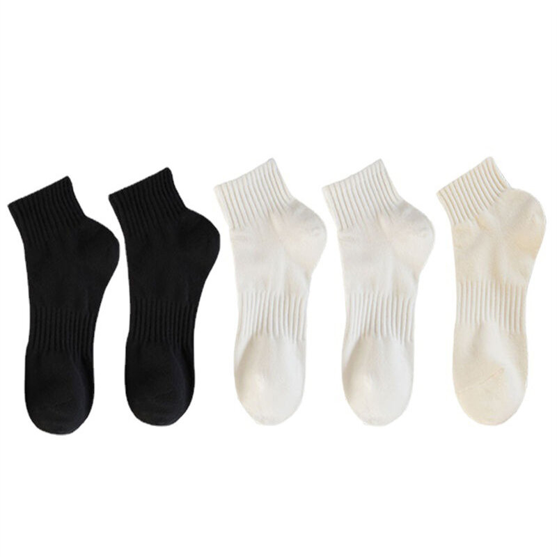 Женские хлопковые носки, однотонные осенне-зимние носки среднего размера, высококачественные черные спортивные мягкие универсальные носки из полиэстера