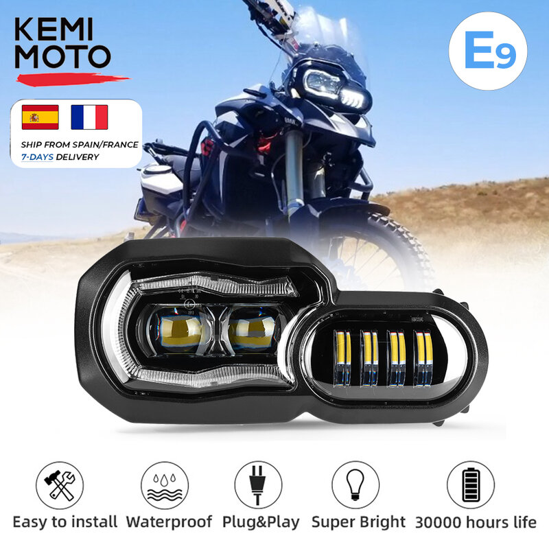 Big Sale! E-mark Approved Headlights for BMW F650GS F700GS F800GS ADV F800R Motorcycle Lights Complete LED Headlights Assembly